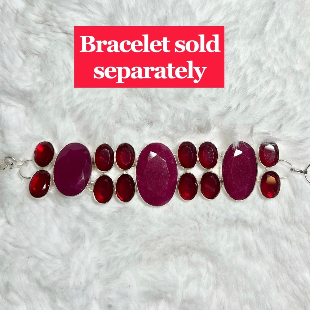 Large Ruby Garnet 925 Statement Necklace - image 5